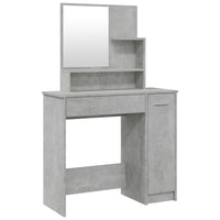 Toeletta con Specchio-Com¨°-Tavolo da trucco Grigio Cemento 86,5x35x136 cm