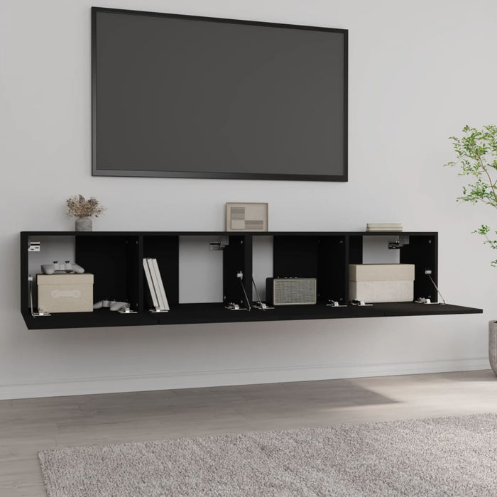 Mobili Porta TV 2 pz Neri 80x30x30 cm in Legno Multistrato 804536