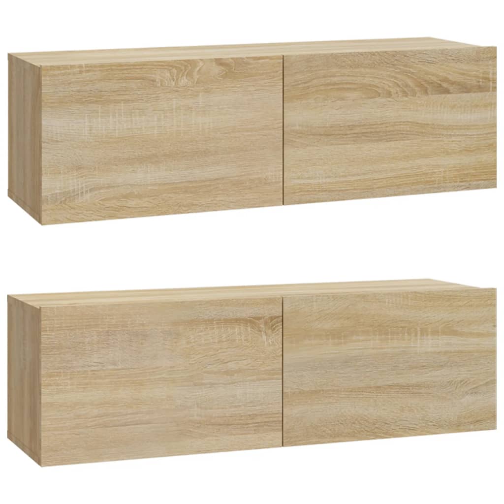 Mobili TV Muro 2pz Rovere Sonoma 100x30x30 cm Legno Multistrato 804547