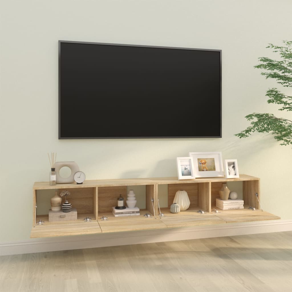 Mobili TV Muro 2pz Rovere Sonoma 100x30x30 cm Legno Multistrato 804547