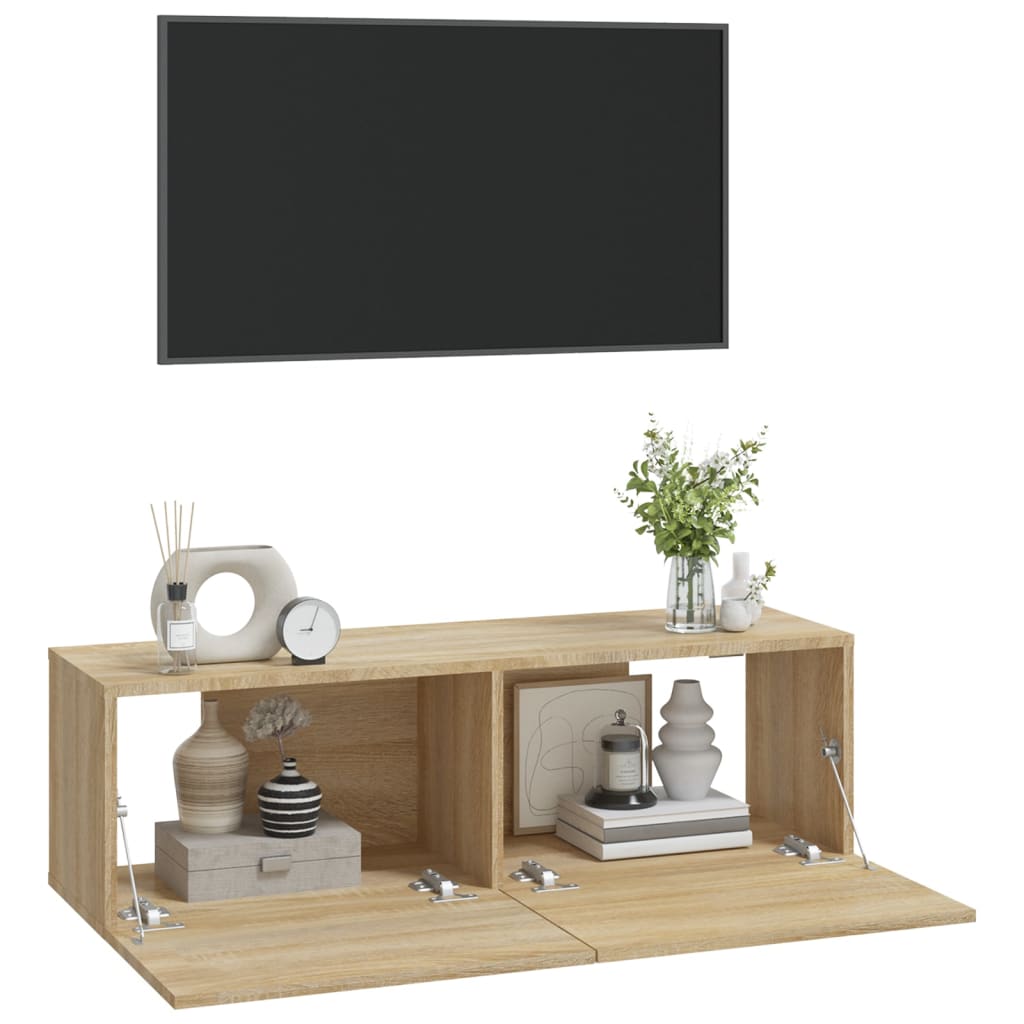 Mobili TV Muro 2pz Rovere Sonoma 100x30x30 cm Legno Multistrato 804547