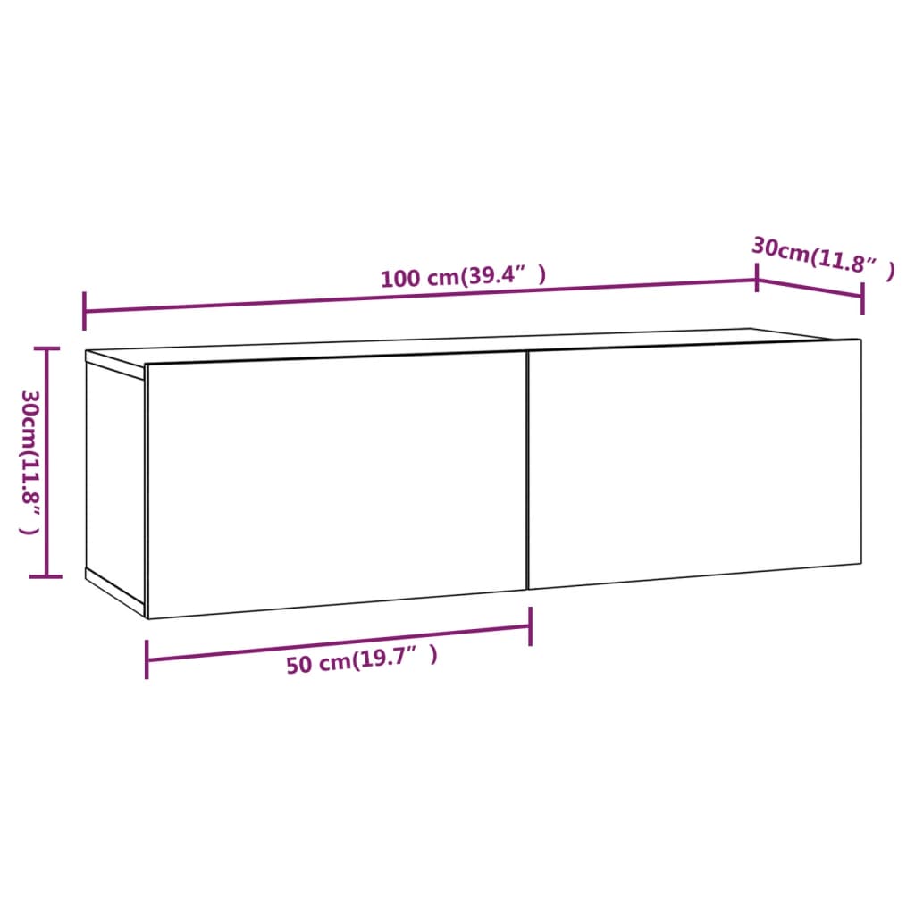 Mobili TV Muro 2pz Rovere Sonoma 100x30x30 cm Legno Multistrato 804547