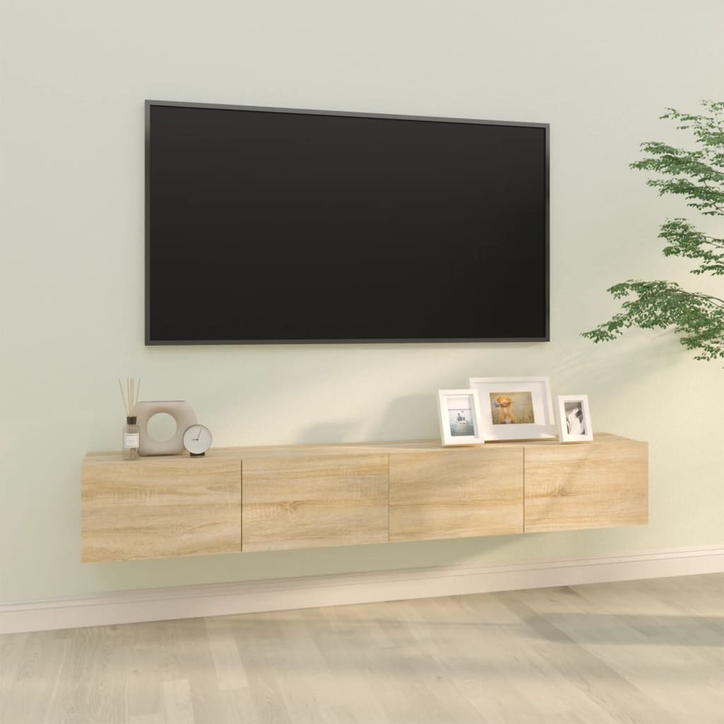 Mobili TV Muro 2pz-Set di 2 Credenza per TV sospesa Rovere Sonoma 100x30x30 cm Legno Multistrato