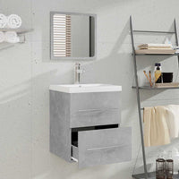 Mobile da Bagno con Specchio Grigio Cemento 41x38,5x48 cm 804822