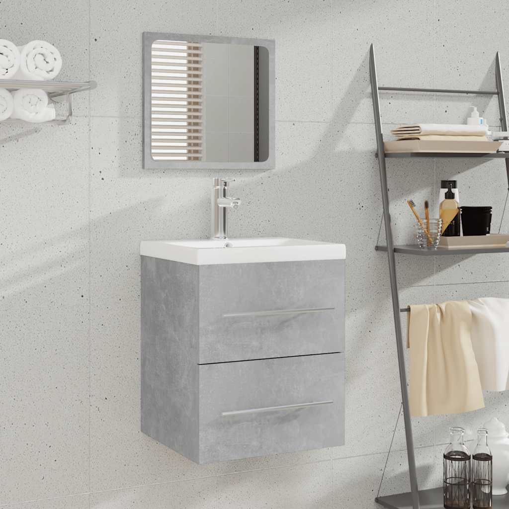 Mobile da Bagno con Specchio Grigio Cemento 41x38,5x48 cm 804822