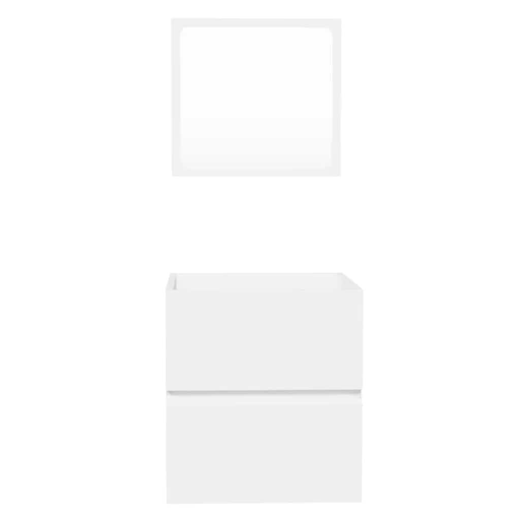 Mobile da Bagno con Specchio Bianco in Legno Multistrato