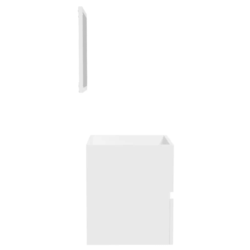 Mobile da Bagno con Specchio Bianco in Legno Multistrato 804863