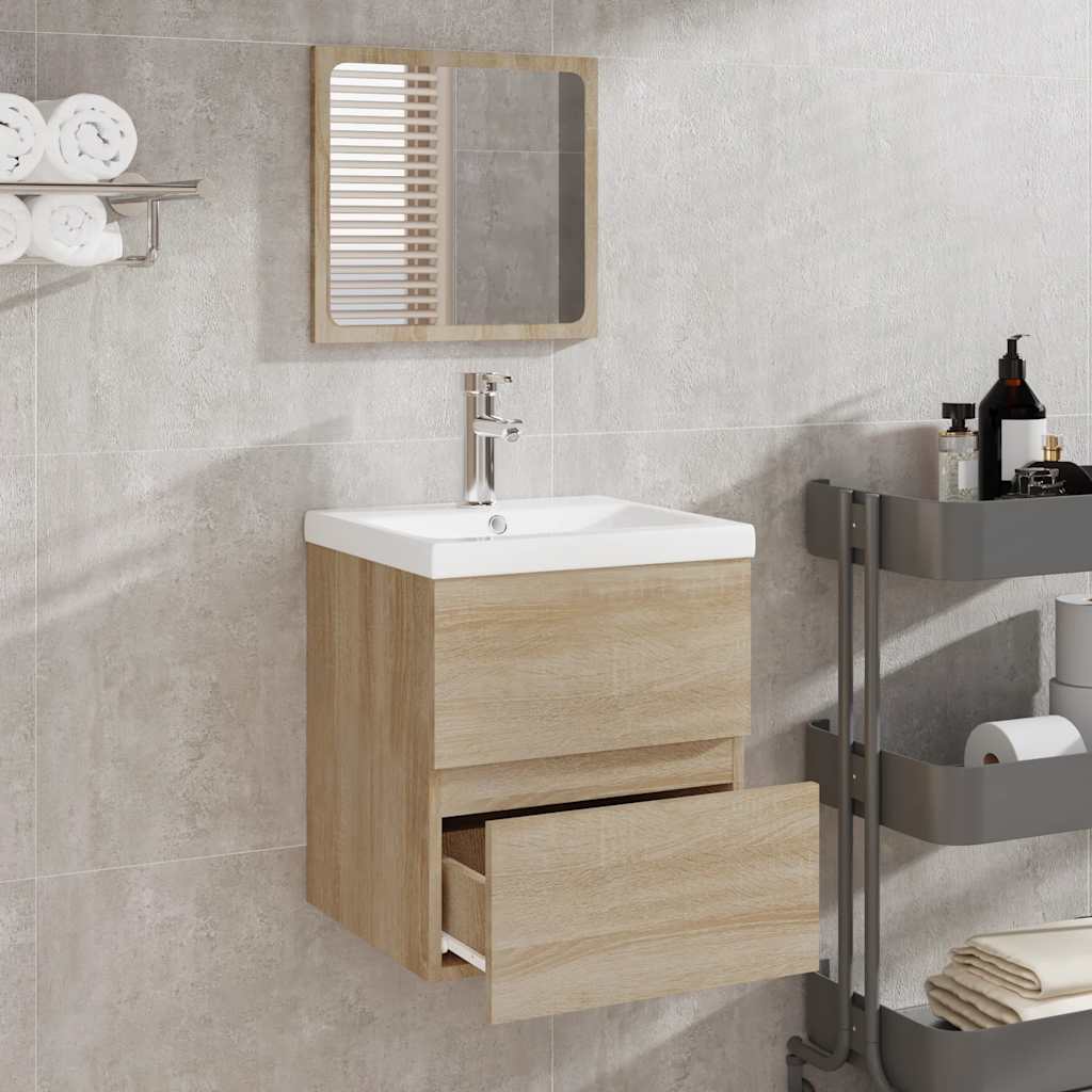 Mobile da Bagno con Specchio Rovere Sonoma in Legno Multistrato 804866