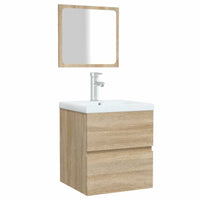 Mobile da Bagno con Specchio Rovere Sonoma in Legno Multistrato cod mxl 19454