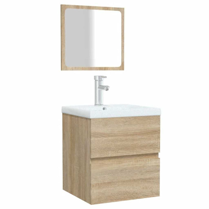 Mobile da Bagno con Specchio Rovere Sonoma in Legno Multistrato cod mxl 19454