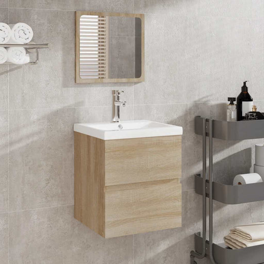 Mobile da Bagno con Specchio-Armadietto a Specchio da Bagno Rovere Sonoma in Legno Multistrato 566434