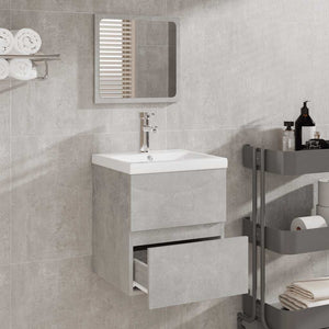 Mobile da Bagno con Specchio-Armadietto a Specchio da Bagno Grigio Cemento Legno Multistrato 426896