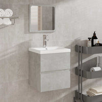 Mobile da Bagno con Specchio-Armadietto a Specchio da Bagno Grigio Cemento Legno Multistrato 426896