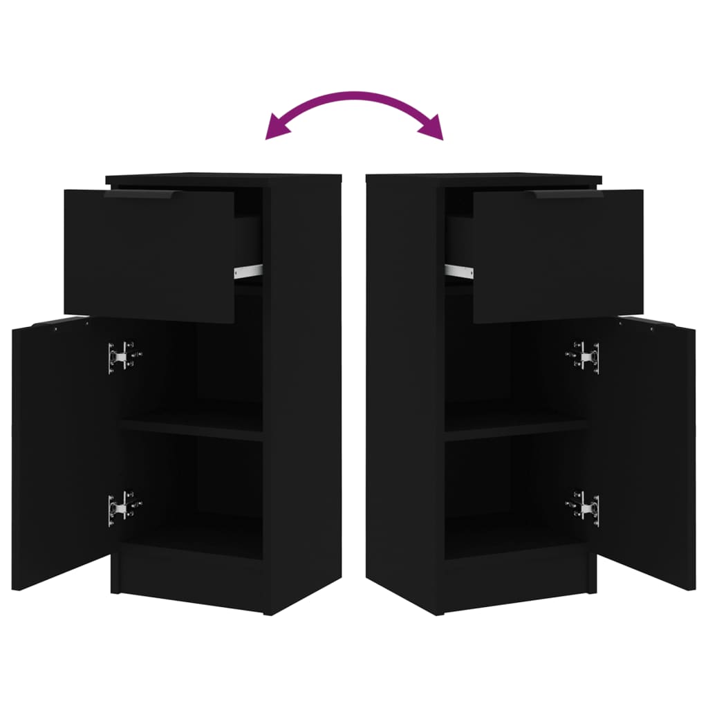 Credenze 2 pz Nere 30x30x70 cm in Legno Multistrato 811118