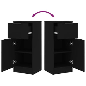 Credenze 2 pz Nere 30x30x70 cm in Legno Multistrato 811118