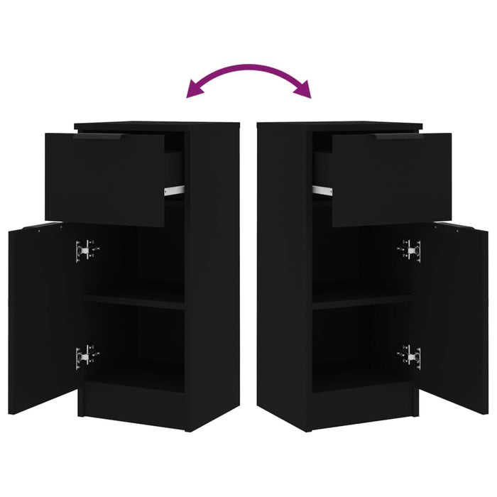 Credenze 2 pz Nere 30x30x70 cm in Legno Multistrato 811118