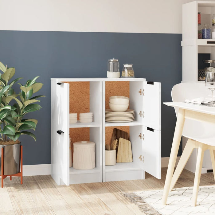 Credenze 2 pz Bianco Lucido 30x30x70 cm in Legno Multistrato cod mxl 6415