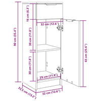 Armadio da Bagno Bianco 32x34x90 cm in Legno Multistrato cod mxl 53650