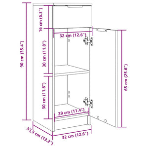 Armadio da Bagno Grigio Cemento 32x34x90cm in Legno Multistrato 811290