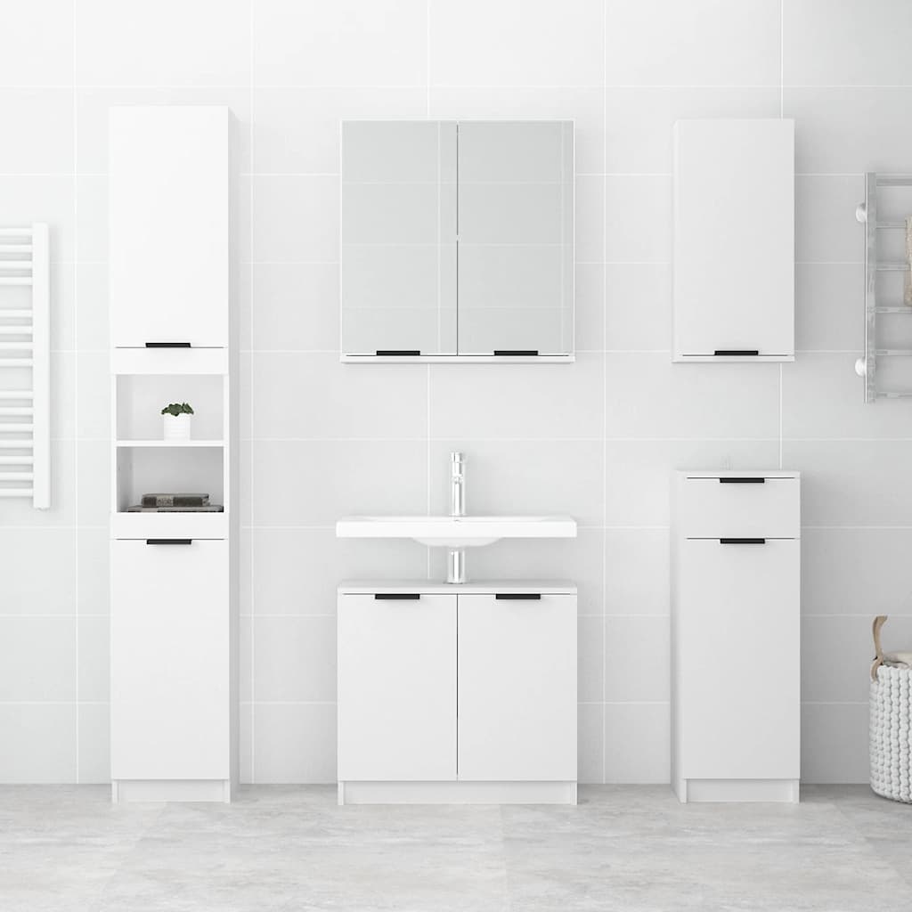 Armadietto da Bagno Bianco 64,5x33,5x59 cm in Legno Multistrato cod mxl 49369