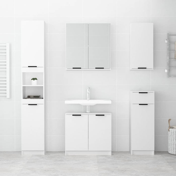 Armadietto da Bagno Bianco 64,5x33,5x59 cm in Legno Multistrato cod mxl 49369