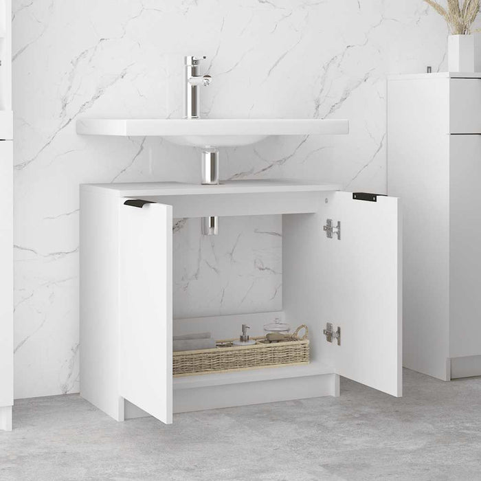 Armadietto da Bagno Bianco 64,5x33,5x59 cm in Legno Multistrato cod mxl 49369