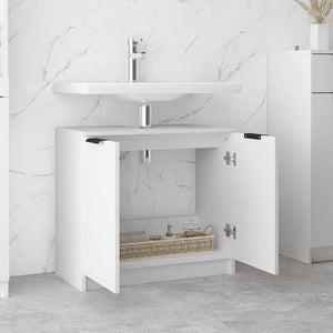 Armadietto da Bagno Bianco 64,5x33,5x59 cm in Legno Multistrato 811304