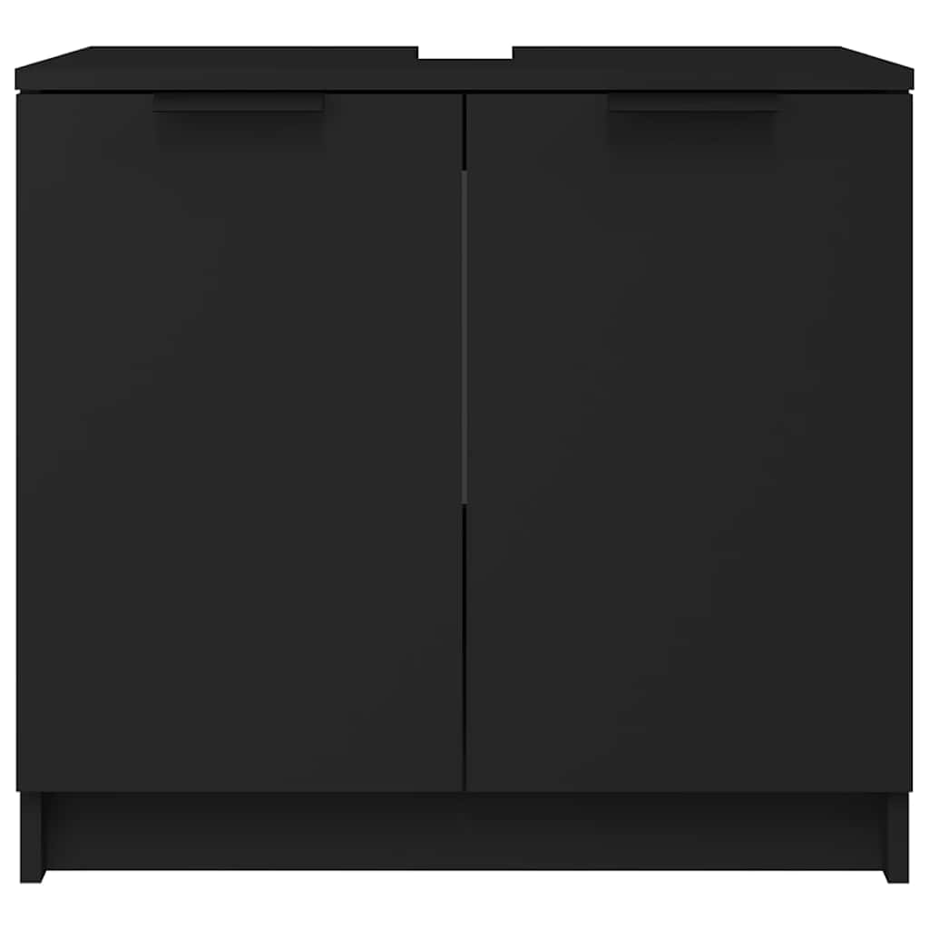 Armadietto da Bagno Nero 64,5x33,5x59 cm in Legno Multistrato 811305