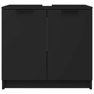 Armadietto da Bagno Nero 64,5x33,5x59 cm in Legno Multistrato 811305