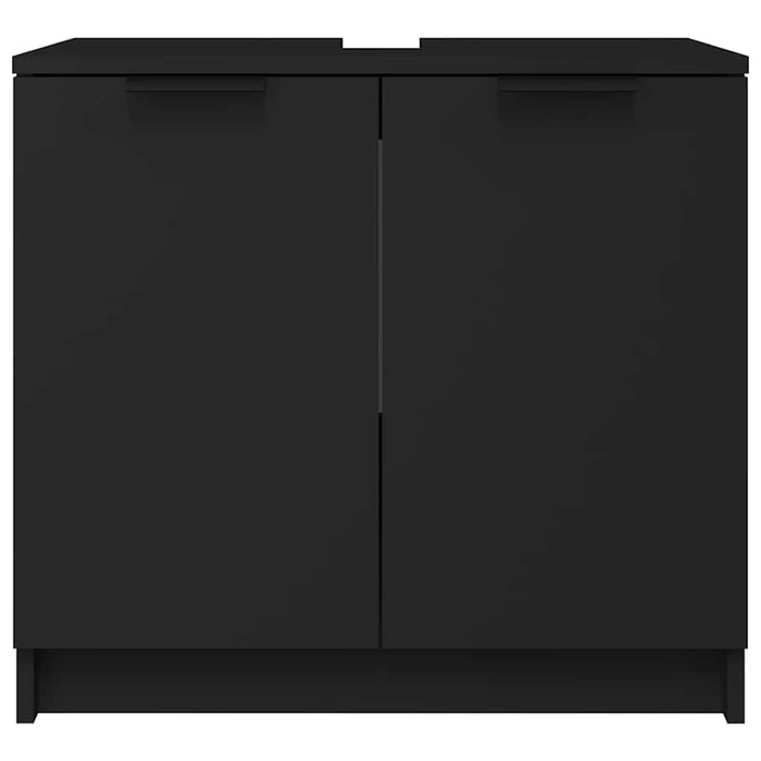 Armadietto da Bagno Nero 64,5x33,5x59 cm in Legno Multistrato 811305