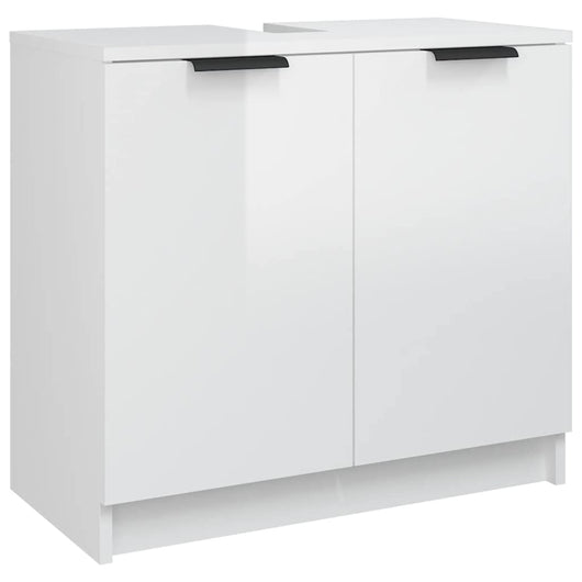 Mobile da Bagno Bianco Lucido 64,5x33,5x59 cm Legno Multistrato 811310