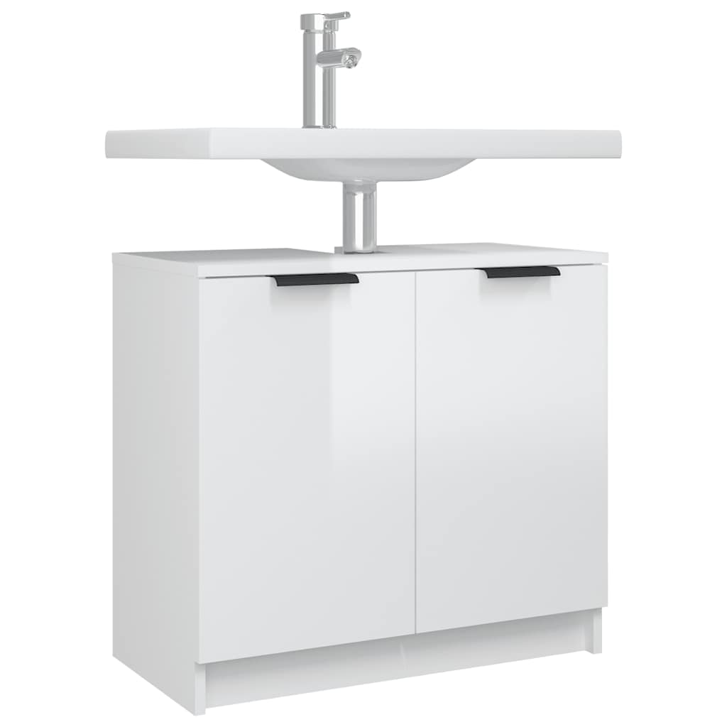 Mobile da Bagno Bianco Lucido 64,5x33,5x59 cm Legno Multistrato 811310