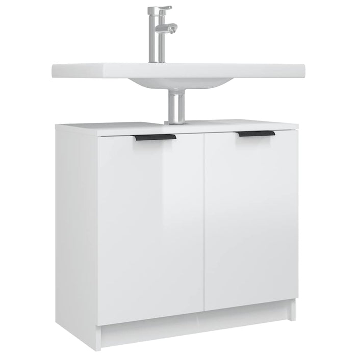Mobile da Bagno Bianco Lucido 64,5x33,5x59 cm Legno Multistrato 811310