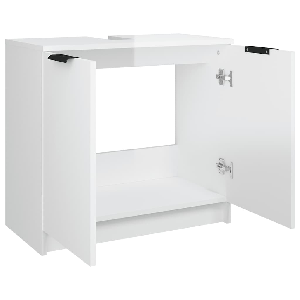 Mobile da Bagno Bianco Lucido 64,5x33,5x59 cm Legno Multistrato 811310