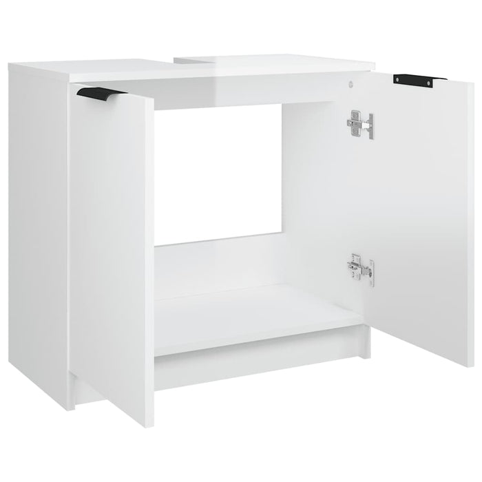 Mobile da Bagno Bianco Lucido 64,5x33,5x59 cm Legno Multistrato 811310
