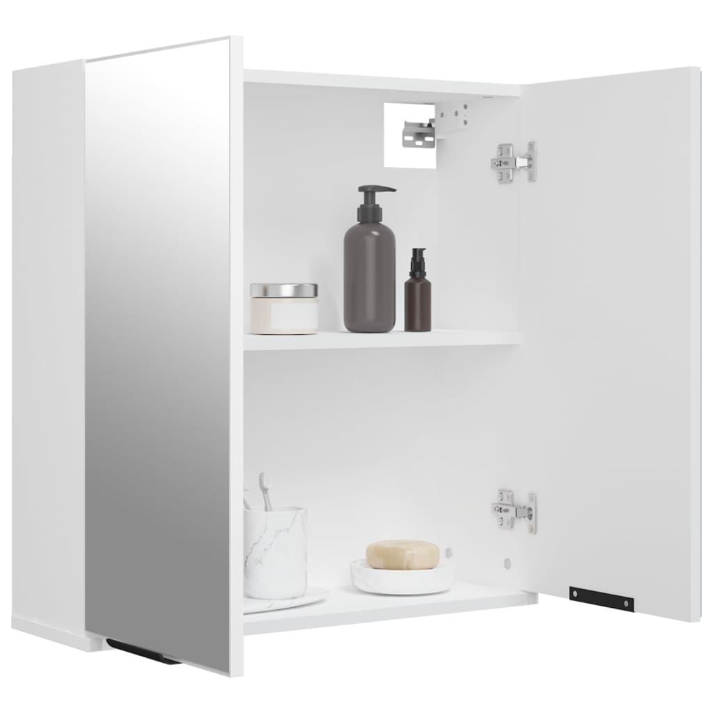 Armadietto a Specchio da Bagno-Mobile bagno con specchio Bianco 64x20x67 cm