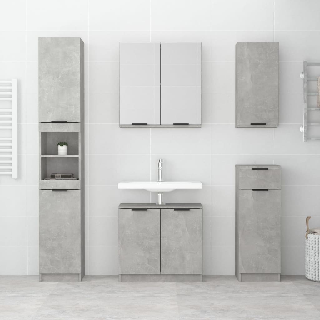 Armadietto a Specchio da Bagno Grigio Cemento 64x20x67 cm 811317