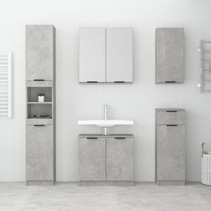 Armadietto a Specchio da Bagno Grigio Cemento 64x20x67 cm 811317
