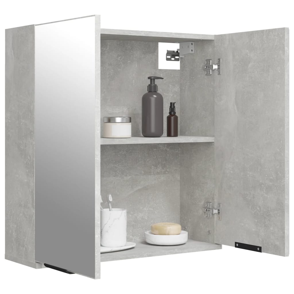 Armadietto a Specchio da Bagno Grigio Cemento 64x20x67 cm 811317