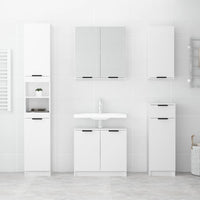 Armadietto da Bagno Bianco 32x34x188,5 cm in Legno Multistrato cod mxl 46589