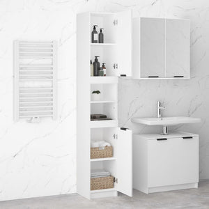 Armadietto da Bagno Bianco 32x34x188,5 cm in Legno Multistrato cod mxl 46589