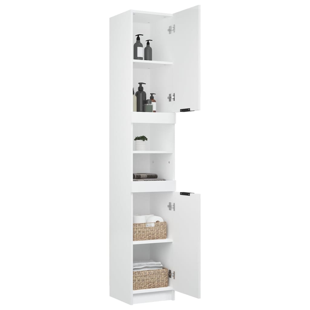 Armadietto da Bagno Bianco 32x34x188,5 cm in Legno Multistrato 811322