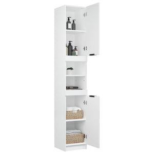 Armadietto da Bagno Bianco 32x34x188,5 cm in Legno Multistrato 811322