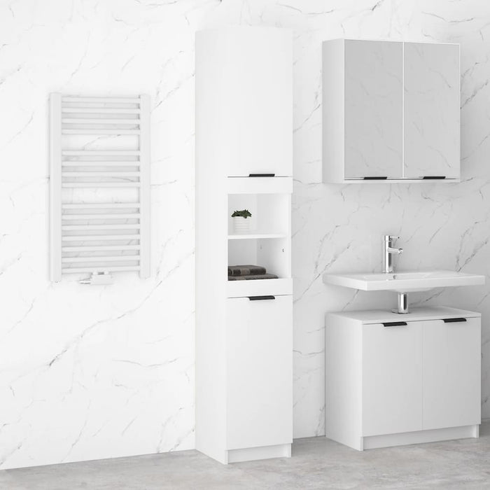Armadietto da Bagno Bianco 32x34x188,5 cm in Legno Multistrato 811322