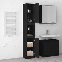Armadietto da Bagno Nero 32x34x188,5 cm in Legno Multistrato