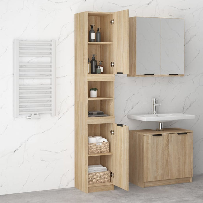 Armadietto da Bagno Rovere Sonoma 32x34x188,5 cm in Truciolato 811325