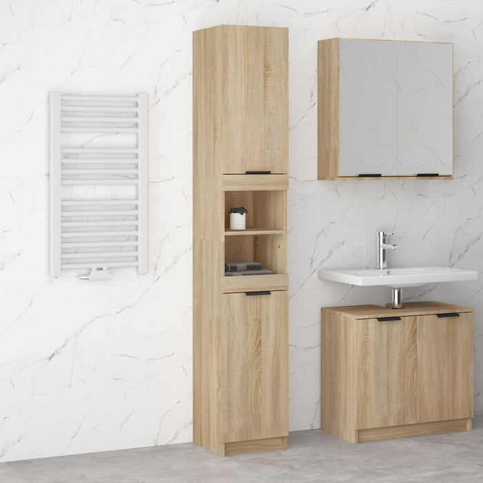 Armadietto da Bagno Rovere Sonoma 32x34x188,5 cm in Truciolato 811325