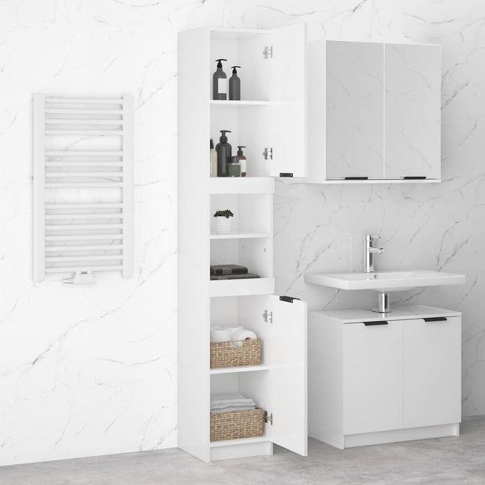 Mobile da Bagno Bianco Lucido 32x34x188,5 cm Legno Multistrato cod mxl 53476
