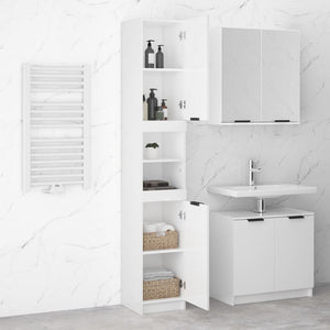 Mobile da Bagno Bianco Lucido 32x34x188,5 cm Legno Multistrato 811328