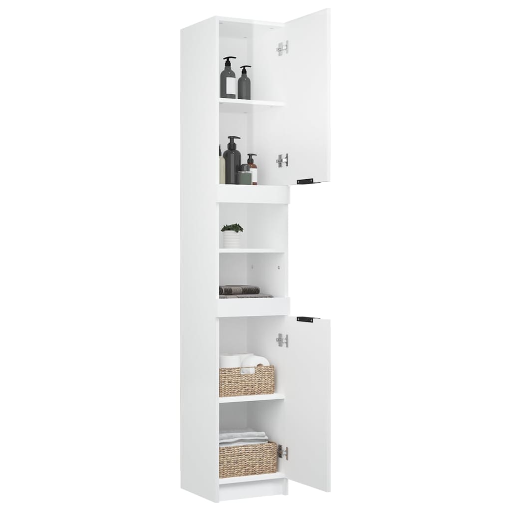 Mobile da Bagno Bianco Lucido 32x34x188,5 cm Legno Multistrato cod mxl 53476